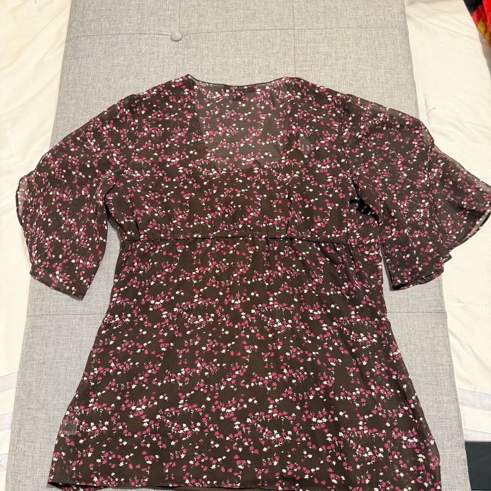 Style & Co. Pink and Brown Floral Blouse with cami